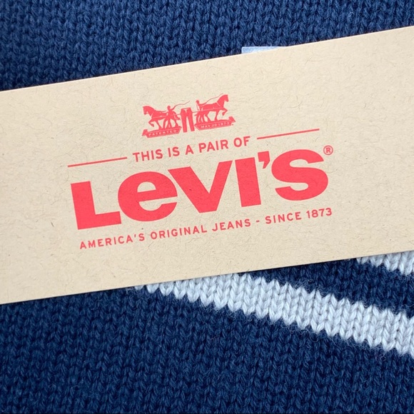 NWT Levi's 100% Cotton Blue White Striped Crew-Neck Long Sleeve Men's Sweater XL - Picture 7 of 11